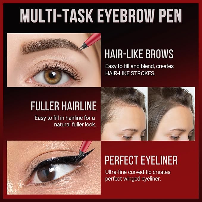 Vevivia Eyebrow Pencils for Women - Eyebrow Pen with Dual-Brush-Tip & Curved Tip for Natural Fuller-Looking Brows, Precise Hair-Like Strokes for All Brow Types, Last All-Day Brow Makeup, Light Brown