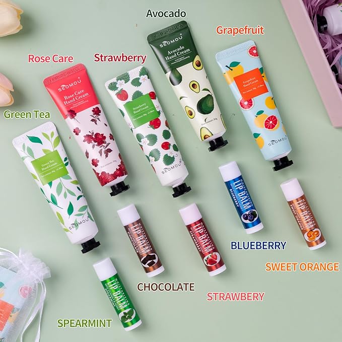50 Set Bridal Shower Favors for Guests,Hand Cream Bulk and Lip Balm Bulk for Bridal Wedding or Baby Shower Party Gifts for Adults with Organza Bag Thank You Card-VivaGrace Women