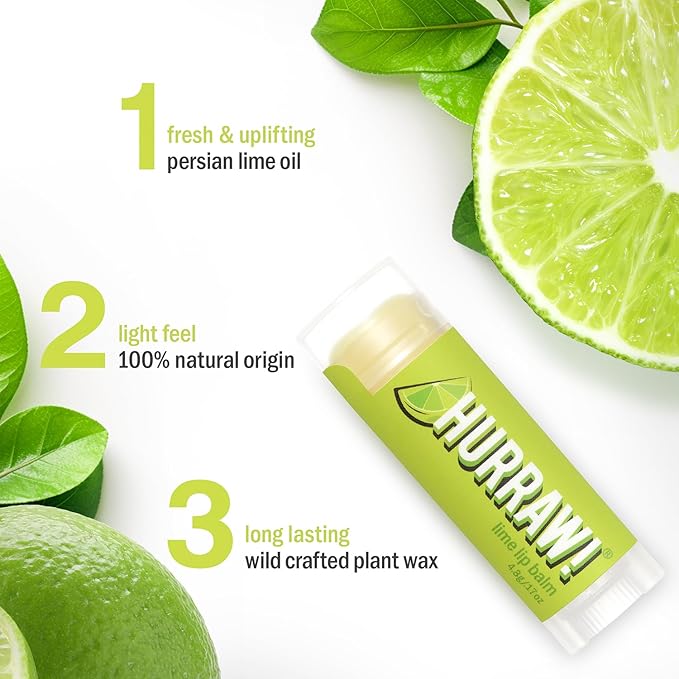 Hurraw! Lime Lip Balm, 3 Pack: Organic, Certified Vegan, Cruelty and Gluten Free. Non-GMO, 100% Natural Ingredients. Bee, Shea, Soy and Palm Free. Made in USA-VivaGrace Women