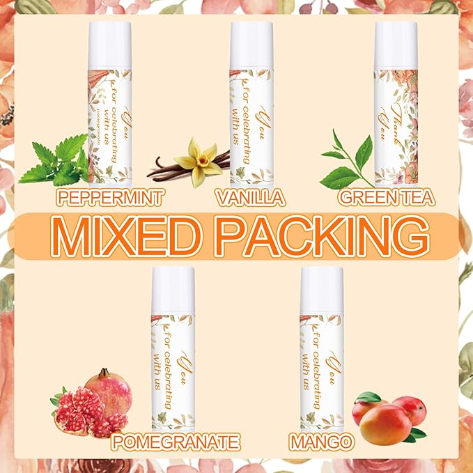 Dunzy 50 Pcs Thank You Gift Lip Balm Bulk Baby Shower Party Favors Bridal Shower Favor Lip Care with Assorted Fruit Flavors Thank You Lipstick for Guest Basket Gift Stuffer (Pumpkin)-VivaGrace Women