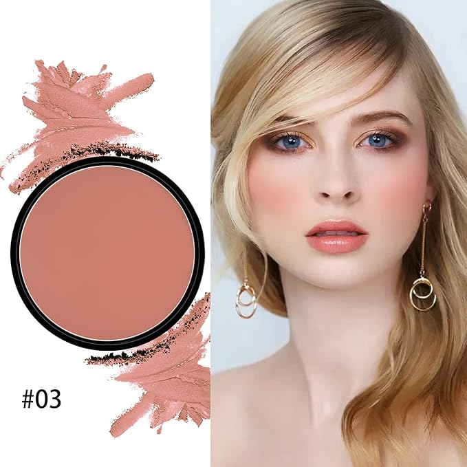Boobeen Powder Blush Matte Blush, Highly Pigmented Beauty Cream Blush Palette for Create A Natural Cheek Flushed Look, Rich Colors-VivaGrace Women