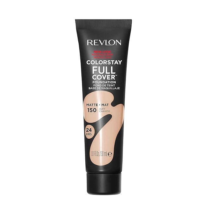 Revlon ColorStay Full Cover Longwear Matte Foundation, Heat & Sweat Resistant Lightweight Face Makeup, Buff (150), 1.0 oz-VivaGrace Women