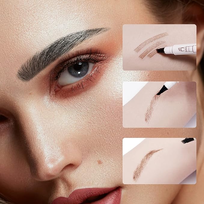 Music Flower Eyebrow Pencil, Liquid Eyebrow pen, Smudgeproof Long Lasting Fine Sketch Brow Pen with Micro-Fork Tip,Waterproof Microblading Pen-Black