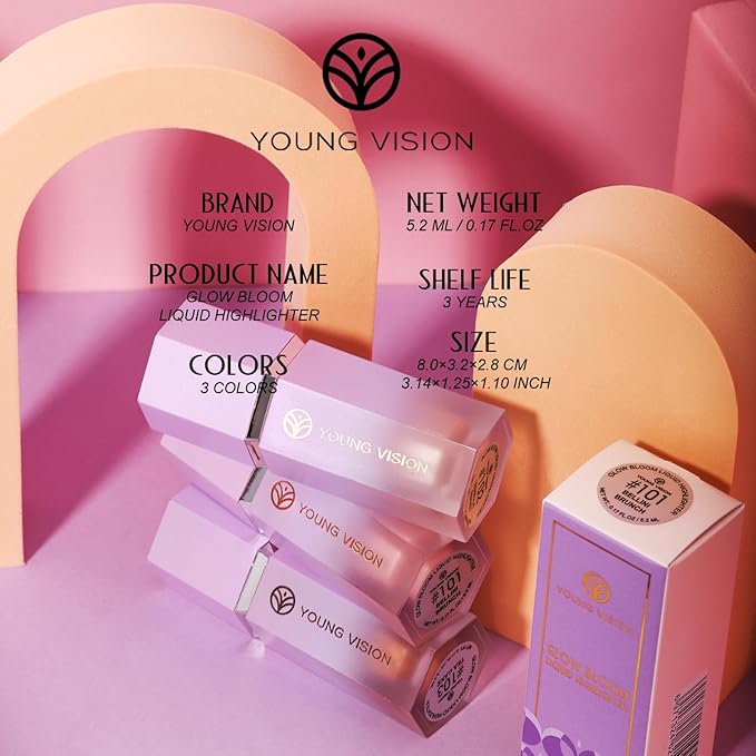 YOUNG VISION Soft Natural Glow Liquid Highlighter, Glow Liquid Illuminator Makeup,Weightless, Long-Wearing, Smudge Proof, Natural-Looking, Dewy Finish,-VivaGrace Women