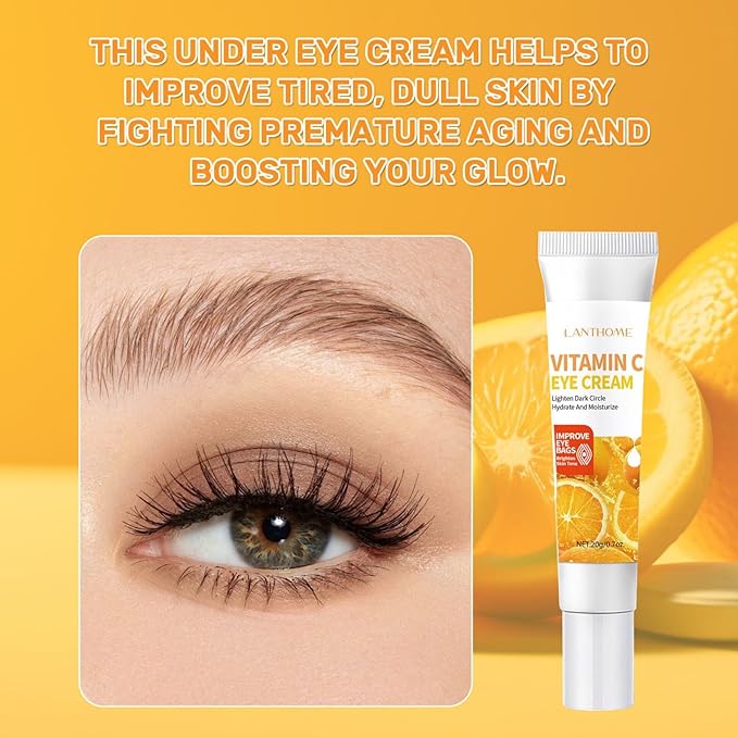 Vitamin C Eye Cream For Dark Circles, Under Eye Cream Anti Wrinkles For Reduce Puffiness And Bags Fine Lines, Wrinkles, Hydrating Eye Lifting Skin Care Anti Aging Eye Cream(0.7 FL.Oz)-VivaGrace Women
