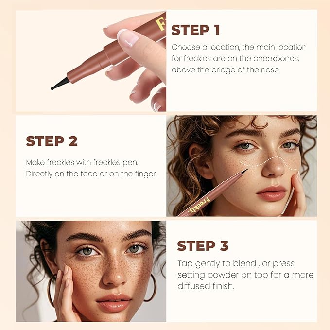 Freckle Pen, Natural Lifelike Fake Freckles Makeup Pen Stamp for Sunkissed Makeup,Magic Faux Freckle Stain Marker Long Lasting Quick Dry - (03DARK+04ESPRESSO)-VivaGrace Women
