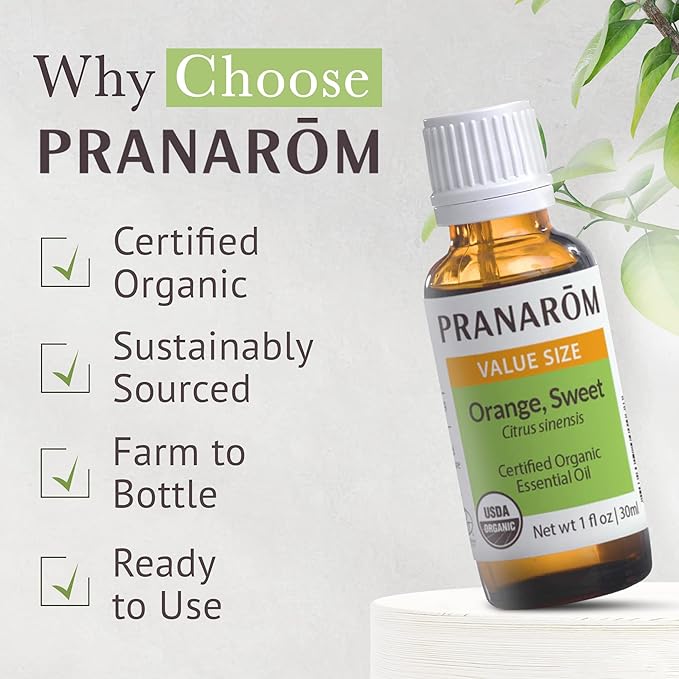 Pranarom USDA Certified Organic Sweet Orange Essential Oil (30ml), 100% Pure Undiluted Therapeutic Grade from Mexico for Aromatherapy, Diffuser, Citrus Scent, Soothing, DIY Cleaning-VivaGrace Women