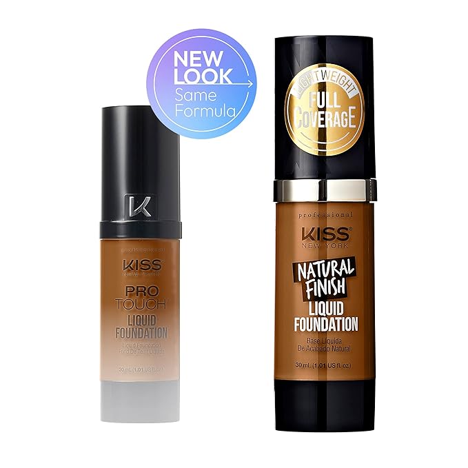 Kiss New York Professional Liquid Foundation - Lightweight and Hydrating Formula, Natural Finish, Control Shine, Cover Pores, Medium to Full Coverage, Green Tea Extract (Maple)-VivaGrace Women