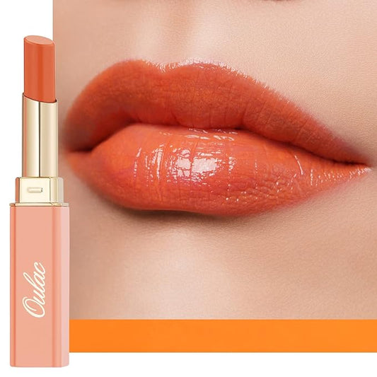 Oulac Orange Lipstick - Moisturizing Lip Stick Glossy Tinted Lip Balm, Sheer Shine Juicy Finish, Lightweight and Hydrating Formula for Dry Lip Care, Vegan 2.2g/0.07oz (08)-VivaGrace Women