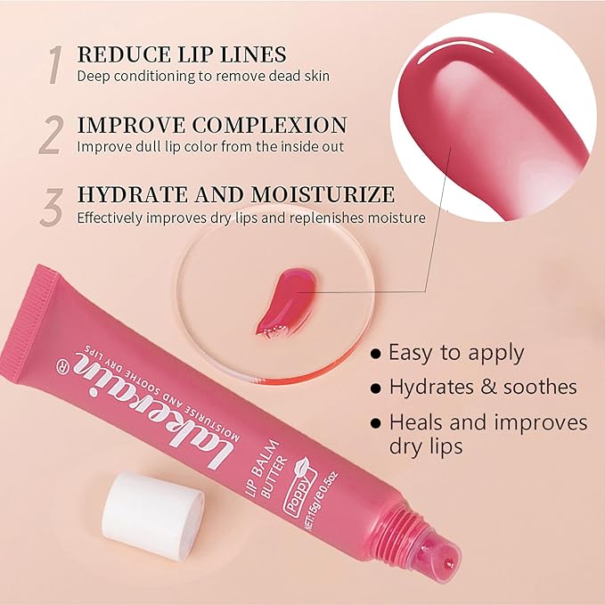 4 Color Glossy Lip Butter Balm, Moisturizing Lip Gloss Butter Non Sticky High Shiny Finish Lip Glow Oil, Natural Plumping Lip Tint Lip Care & Repair Lip Mask for Soft & Smooth & Protect Dry Lip-VivaGrace Women