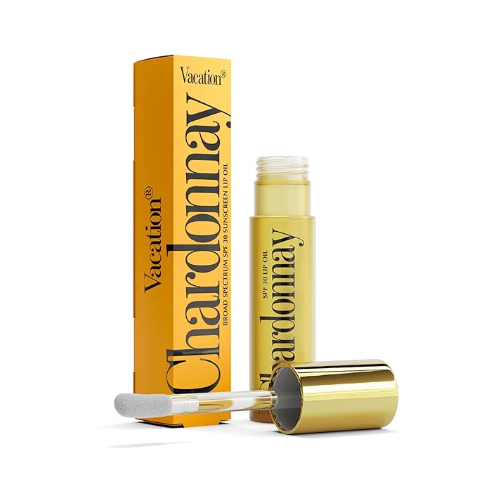 Vacation Chardonnay Lip Oil SPF 30, Sunscreen for Lips, Hydrating Lip Oil, Caramel Vanilla Flavored Lip Gloss, Non-Sticky Lip Balm with SPF 30, Vegan, 0.2 Fl. Oz. (Pack of 2)-VivaGrace Women