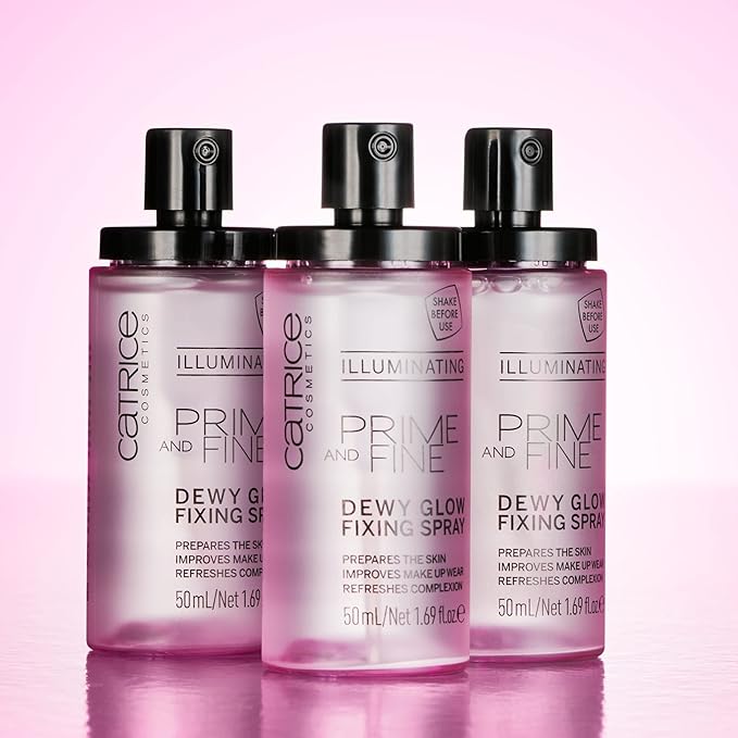 Catrice | Prime & Fine Illuminating Dewy Glow Spray | Transparent and Fast Drying Fixing Spray| Paraben Free & Vegan | Cruelty Free (Pack of 3)-VivaGrace Women