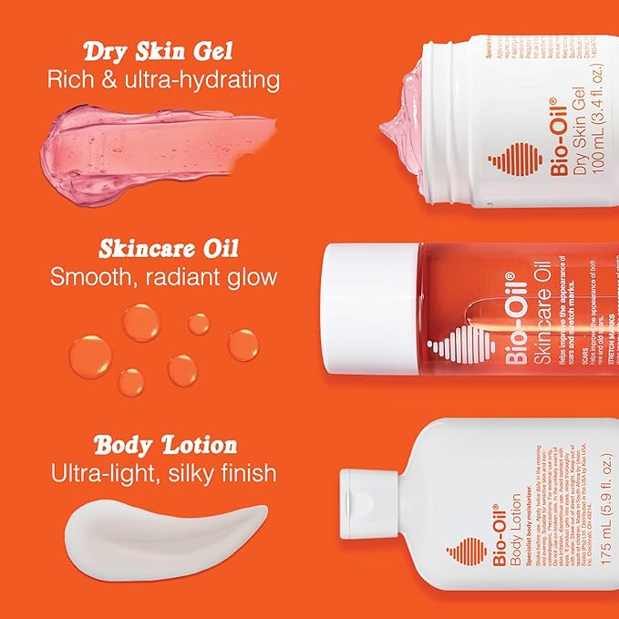 Bio-Oil Skincare Set, Trial Kit for Scars, Stretchmarks, and Dry Skin, 3 Pc Travel Size Kit Includes Skin Care Oil, Dry Skin Gel, and Body Lotion, use for Scars, Pregnancy Stretch Marks, and Dry Skin-VivaGrace Women