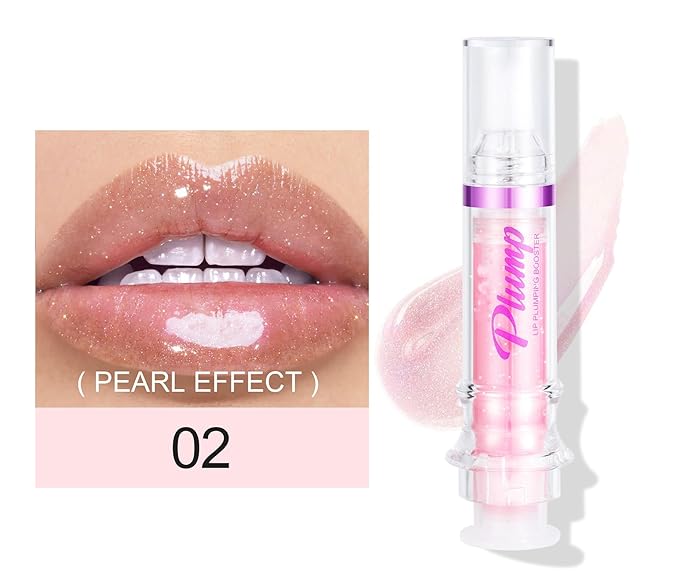 Lip Plumper 6 Colors Moisturizing Glossy Plumping Lip Gloss Long Lasting Hydrating Natural Lip Plumper for Women Girls (Color 02)-VivaGrace Women