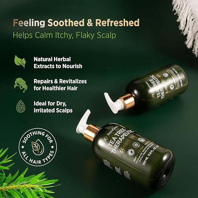 RoyceDerm Tea Tree Conditioner: Hydrating & Soothing Botanical Formula with Tea Tree, Aloe, Camellia Seed Oil, Paraben & Sulfate Free-VivaGrace Women