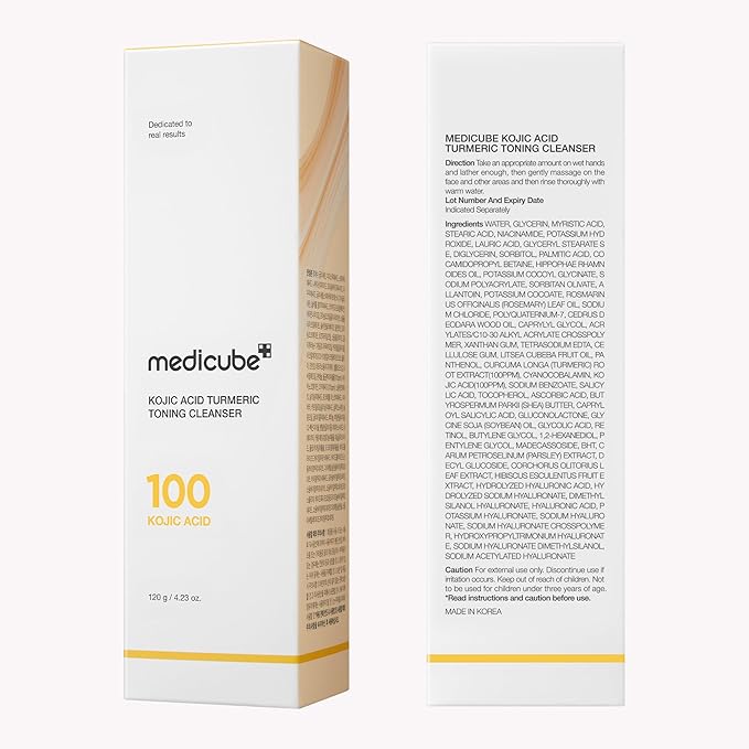 medicube Kojic Acid Turmeric Whip Cleanser | Daily Facial Cleanser for Brightening, Balancing Skin Tone & Texture | Fade Appearance of Uneven Patches & Ideal for Use After Spot Care | Korean Skincare-VivaGrace Women
