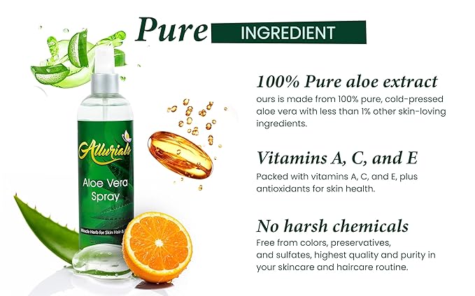 100% Pure & Organic Aloe Vera Spray, Clinically tested & Dermatologist approved, Hydrates & Heals Dry & Damaged Skin & Hair- 12 Oz-VivaGrace Women