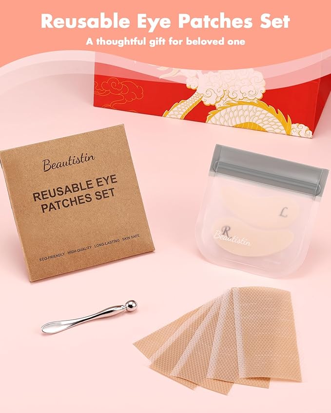 Under Eye Patches Silicone - Reusable Eye Patches + Silicone Fixing Tape Cuttable, Eye Wrinkle Patches, Reusable Eye Mask, Plump Fine Lines & Wrinkles, Eye Cream Applicator + Silicone Bag-VivaGrace Women