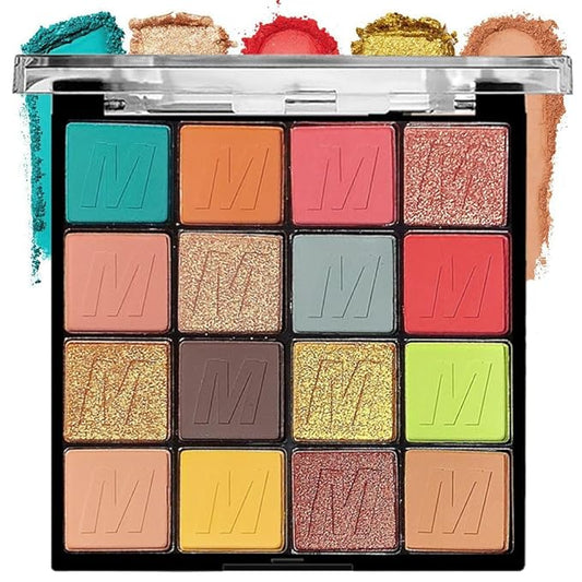 16 Colors Champagne Gold Glitter Matte Shimmer Eyeshadow Palette for Eye Makeup,High Pigmented Brown Eye Shadow Primers Powder Palet de sombras de ojos-VivaGrace Women