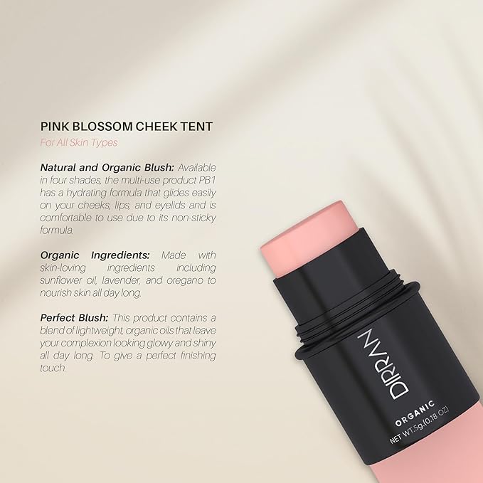 3 in 1 Natural Ingredient 90% Organic Blusher Stick For Lips, Eyes, & Cheeks, Hydration And Natural Beauty Apply directly And Blend With Fingertips, Small Enough to Carry (PINK BLOSSOM)-VivaGrace Women