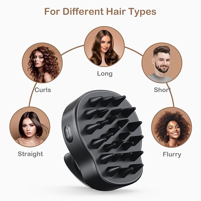 Electric Hair Scalp Massage Brush with Soft Silicone Bristles,3-Level Vibration,IPX6 Waterproof for Hair Growth & Dandruff Removal, Scalp Exfoliator(Green)-VivaGrace Women