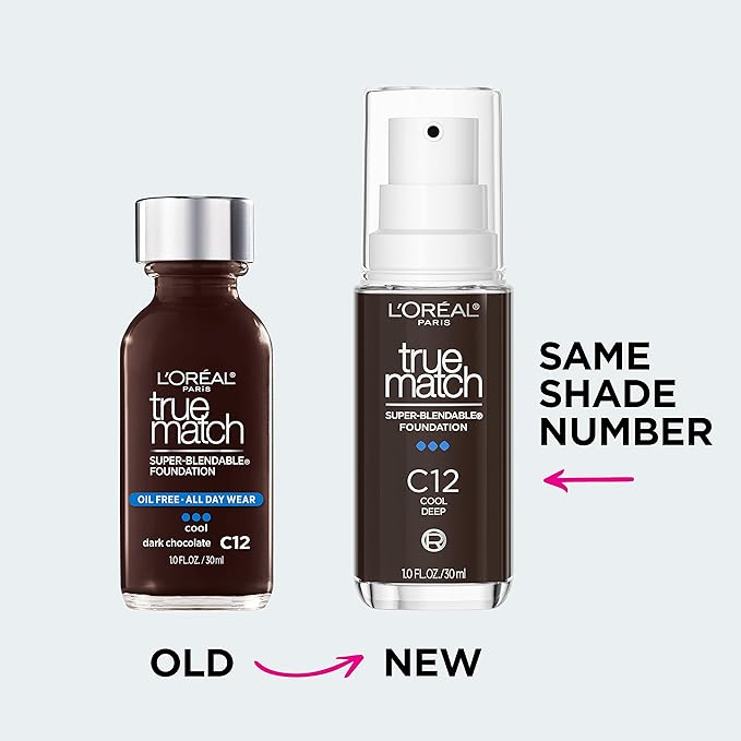 L’Oréal Paris True Match Super-Blendable Foundation, Medium Coverage Liquid Foundation Makeup with SPF 17, W10, Deep, 1 Fl Oz (Pack of 2)-VivaGrace Women