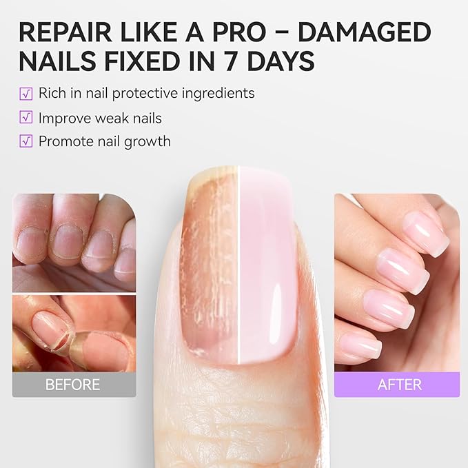 gelike ec Clear Nail Polish Strengthener and Growth: 15ml Natural Nail Hardener Extra Strong and Growth - Long Lasting Repair for Damaged Nails - Growth Oil for Daily Work Home Salon Gift
