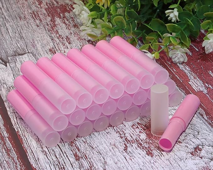 0.14oz Empty Flavored Lip Balm Container Tubes Plastic Homemade Moisturizing Lip Stick with Caps Bulk Fit for Women Adult DIY Making Supplies, 25 Count (Rose Pink)-VivaGrace Women
