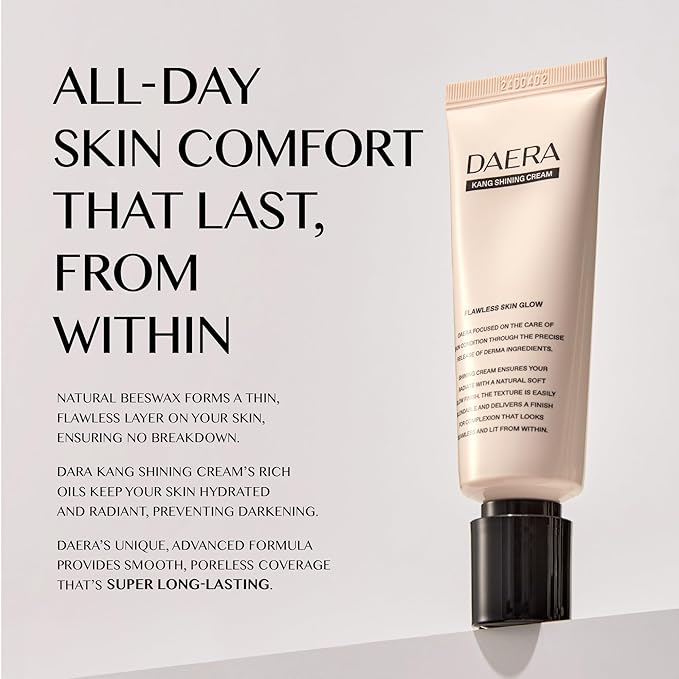 DAERA Kang Shining Korean BB Tinted Moisturizer Cream (1 Color,Neutral), Self Adjusting BB Cream,1.35 fl oz, Glowing Skin Natural Makeup, Buildable Coverage, Lightweight-VivaGrace Women
