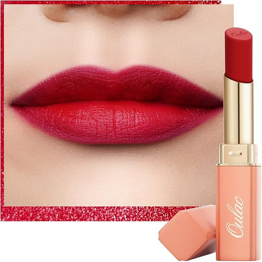 Oulac Red Creamy Matte Lipstick, Soft Satin Finish Lipsticks for Women with Moisturising Formula, Rich Color, Highly Pigmented Enriched with Rose Oil, Vegan & Cruelty-Free| 3.6g (Y09)-VivaGrace Women
