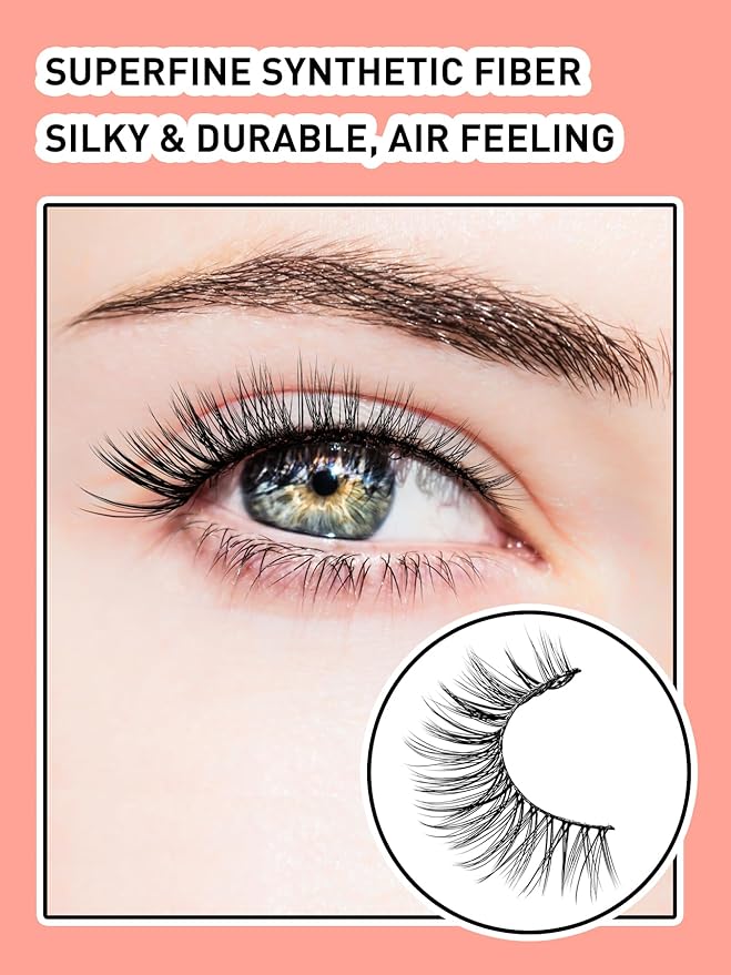 Wispy Cat Eye Lashes False Eyelashes Natural 10mm Short Lashes Pack Soft Strip Eyelash 3D Volume C Curl Natural Eyelashes 7 Pair Siligli Eyelashes-VivaGrace Women