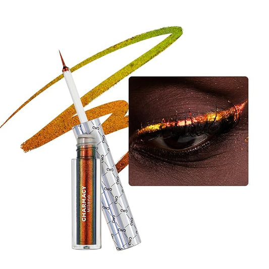 CHARMACY Chameleon Liquid Glitter Eyeliner, Highly Pigmented, Metallic Intense MultiColor Shifting waterproof Eyeliner, Ultra-Fine Tip, Longwearing, Smudge-proof,BROWN GOLD GREEN 901-VivaGrace Women