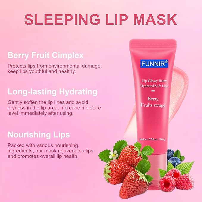 Lip Glowy Balm of Berry Scent,Moisturizing Lip Balm For A Sheer Tint Of Color-10g, Hydrate, Glossy, Lightweight, Moisturize & Tint with Shea Butter-VivaGrace Women