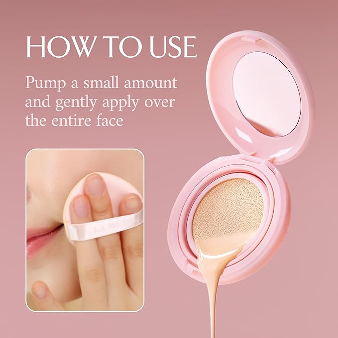 LA MUSE Glow Cushion Foundation No.20 Pure Ivory | Refill Only(13g / 0.46 Ounce) with Water Drop Shape Puff | Easy Application | Perfectly, Seamlessly Covers Difficult Areas Like Nose, Around Eyes-VivaGrace Women