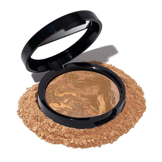 LAURA GELLER NEW YORK Award-Winning Baked Balance-n-Brighten Color Correcting Powder Foundation - Sand - Buildable Light to Medium Coverage - Demi-Matte Natural Finish-VivaGrace Women