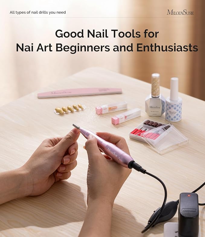 MelodySusie Portable Electric Nail Drill,PC120B Compact Efile Electrical Professional Nail File Kit for Acrylic, Gel Nails, Manicure Pedicure Polishing Shape Tools Design for Home Salon Use, Purple-VivaGrace Women