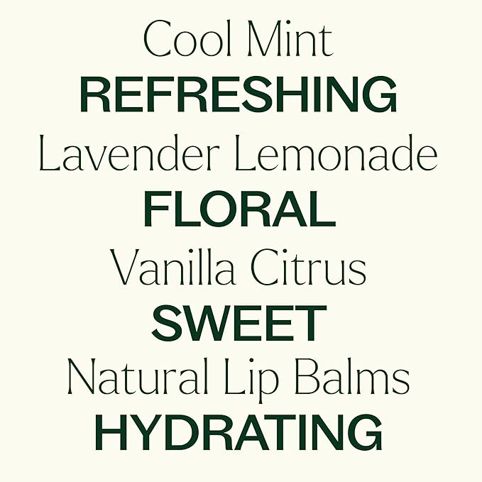 Plant Therapy Love Your Lips Lip Balm Trio Set 0.9 oz (25.5 g) Simple, Natural Ingredients & Packaged in Eco-Friendly Recyclable Cardboard, Refreshing Flavors Including: Lavender Lemonade, Vanilla Citrus, Cool Mint-VivaGrace Women