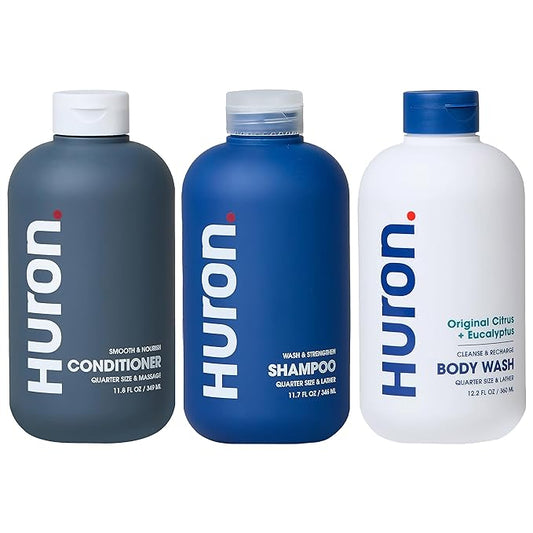 Huron Shower Kit - Shampoo, Conditioner, & Body Wash For Men - Citrus + Eucalyptus Scent - Hydrating & Nourishing Men's Shampoo & Conditioner-VivaGrace Women