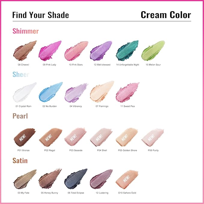 Oulac Light Pearl Cream Eyeshadow also for Highlighter Shimmer Eye Shadow Waterproof&Long Lasting with Moisturizing Formula Blendable Shimmer Eye Make-up,Vegan & Cruelty-Free,6g P04-VivaGrace Women