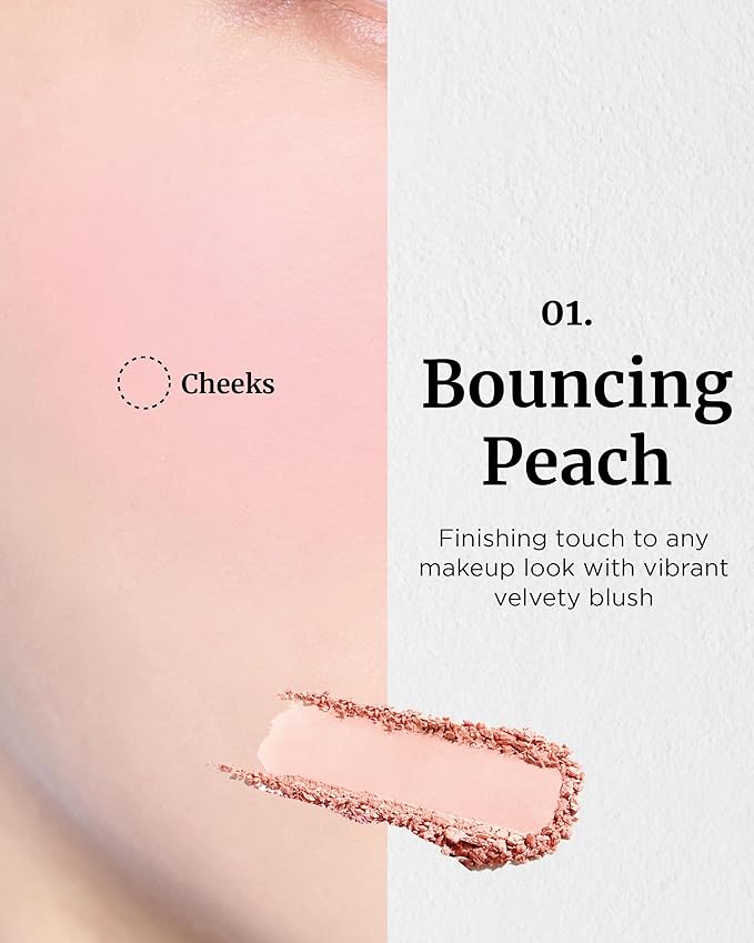 VDL Cheekstain Pastel Blush for Cheeks (Bouncing Peach, 0.2oz) - Lightweight, Velvet Powder Formula - Seamless, Long-Lasting, Natural-Looking Glow | Korean Makeup-VivaGrace Women