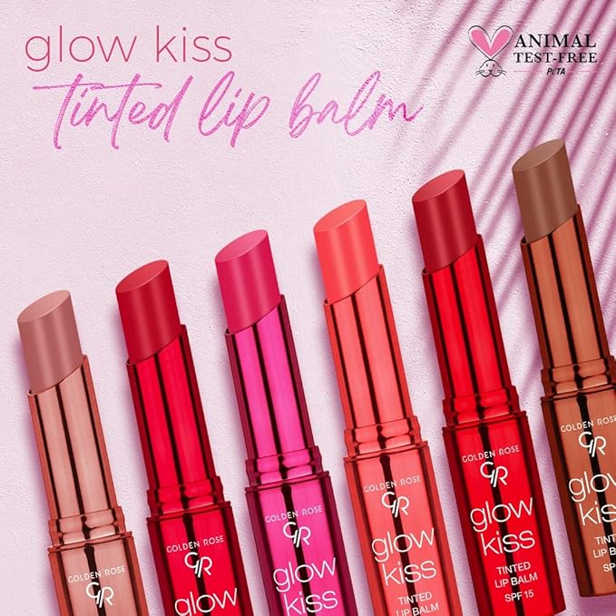 Golden Rose Cosmetics Glow Kiss Tinted Lip Balm with SPF15, Vegan Formula (Berry Pink)-VivaGrace Women