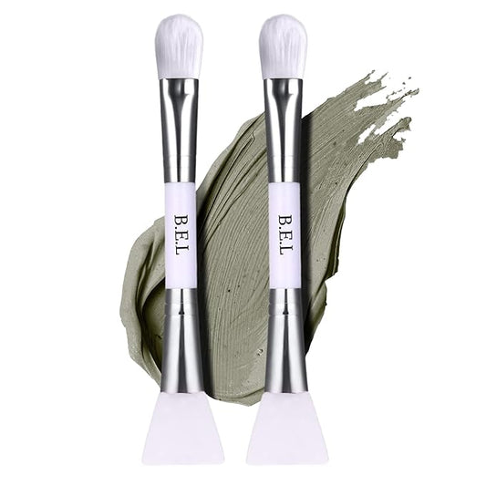 Bare Essentials Living Clay Face Mask Brush (2 Pack, White) Dual Soft Silicone Face Mask Applicator Brush Tool, Great Facial Essentials, Moisturizer Applicator & Skincare Brush for Facials-VivaGrace Women