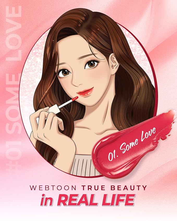 AMTS Webtoon True Beauty - 01 Some Love | Pink Lip Tint Stain | High Pigment Liquid Waterful Shine Non-Sticky Long-Wearing Long-Lasting | True Beauty Cute Pink Makeup-VivaGrace Women