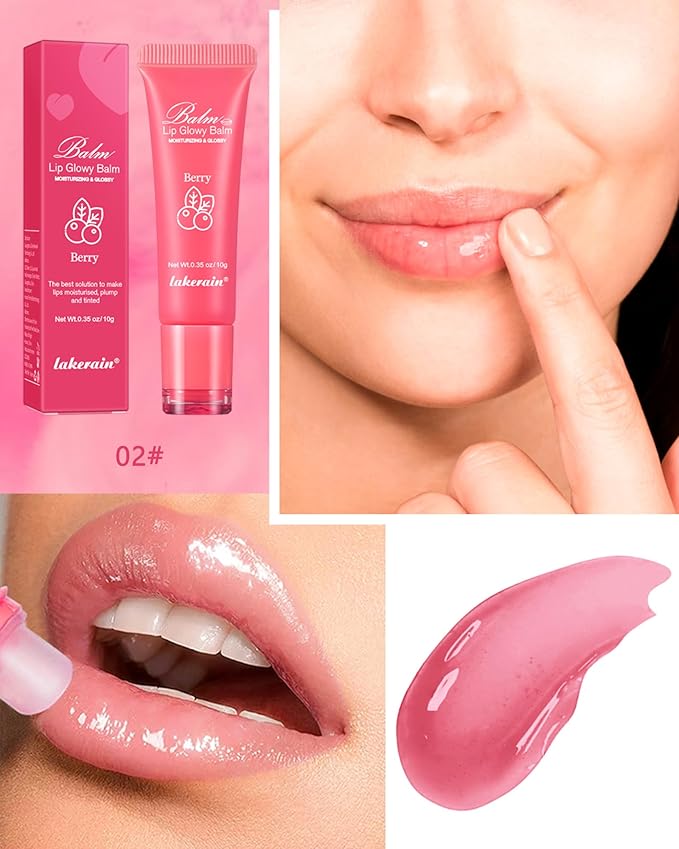 Moisturizer Lip Glowy Balm, Hydrating & Nourishing Repair Sleeping Lip Mask, Shine Glossy Finish Lip Oil, Day and Night Smooth Cracked Chapped Dry Lips, Lip Care Therapy Treatment for Women-2#Berry-VivaGrace Women