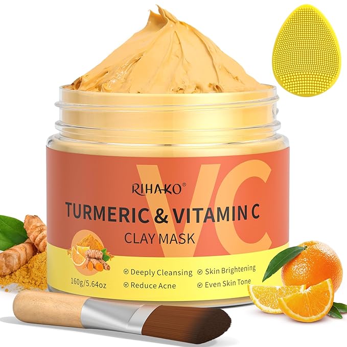 Turmeric Vitamin C Clay Mask -Turmeric Facial Mask - Brightening Clay Face Mask Skincare, Deep Cleansing Face Mask, Acne Face Mask for for Dark Spots, Dull Skin, Refining Pores and Controlling Oil-VivaGrace Women
