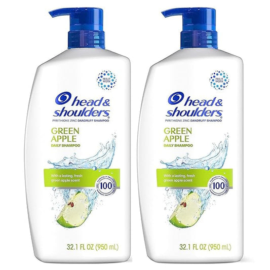 Head & Shoulders Dandruff Shampoo, Clinically Proven Anti Dandruff & Scalp Care Treatment, Fresh Green Apple Scent, Paraben-Free, 32.1 Fl Oz Each, 2 Pack-VivaGrace Women