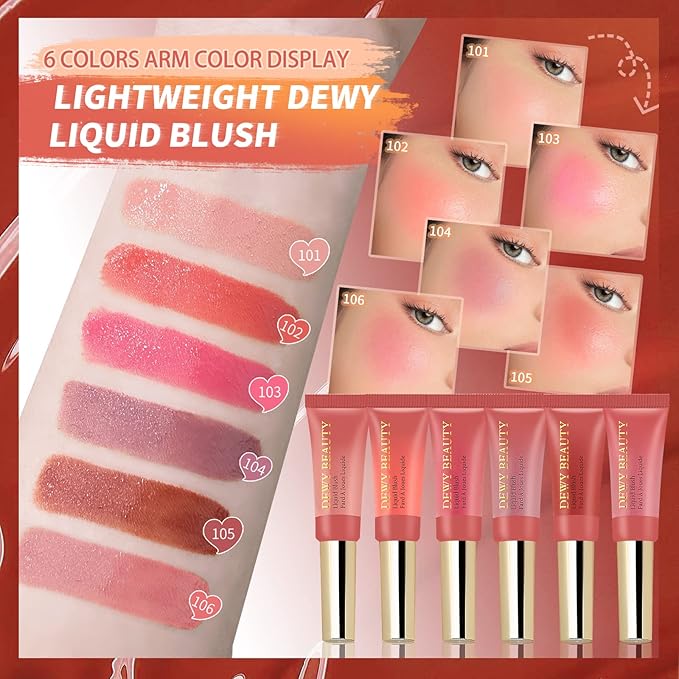 Liquid Blush Makeup Wand, Cream Liquid Blush with Cushion Applicator For Cheeks Tint, Natural-looking, Glow Dewy Finish, Weightless Blendable Liquid Blush Stick | #102 ENERGETIC-Coral Orange-VivaGrace Women