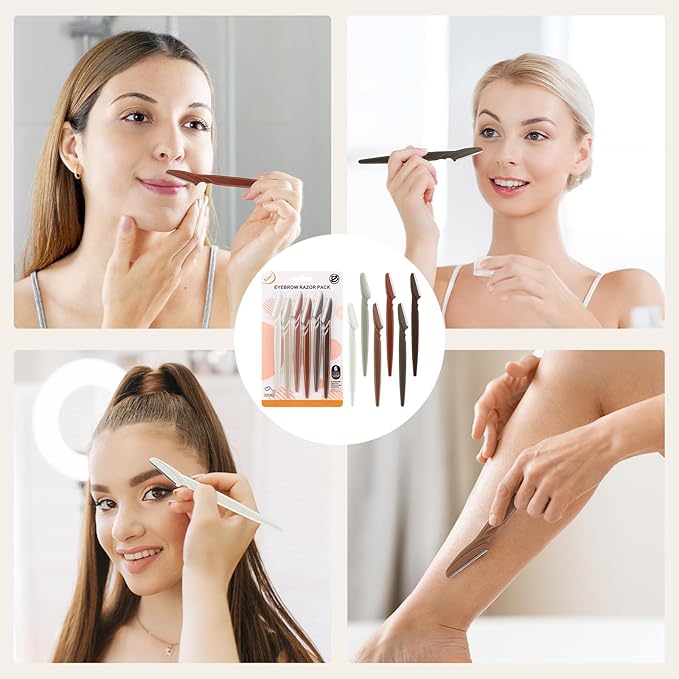D Dermaplane Razor for Women Face - 6PCS Face Razors for Women - Eyebrow Razor with Precision Cover - Face Shaver for Men - Facial Hair Removal for Men - Neutral-VivaGrace Women