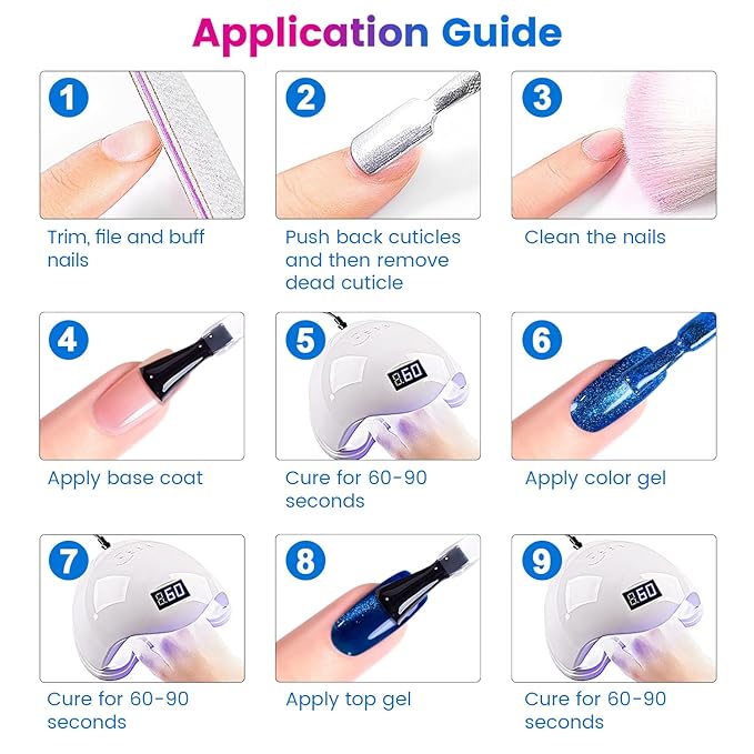 RARJSM 9D Neon Cat Eye Gel Nail Polish Set 6 Colors Velvet Silver Glitter Bright Orange Blue Red Green Rose Purple Ice Gel Polish with Magnet Stick UV LED Curing Requires Soak Off Home Salon Diy-VivaGrace Women