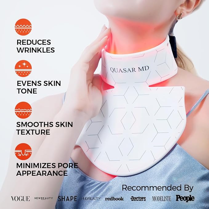 Neck & Décolleté Firming Beauty Device – LED Light Therapy Skin Tone and Texture Enhancement, 630nm and 830nm Dual Wavelengths Emission LED Device, Liquid Silicone-VivaGrace Women